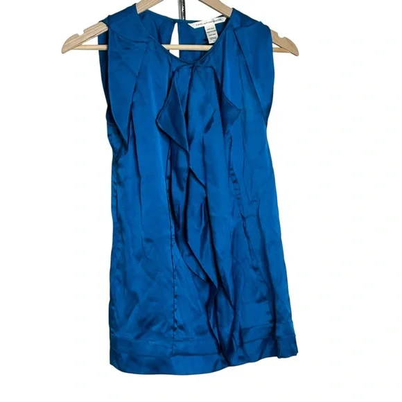 Diane Von Furstenberg Ayla silk sleeveless ruffle blouse - Picture 2 of 5